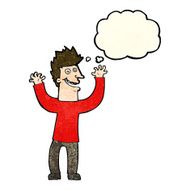 cartoon excited man with thought bubble N27