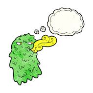 cartoon gross ghost with thought bubble N15