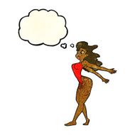 cartoon sexy woman in swimsuit with thought bubble N4