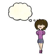 cartoon shocked woman with thought bubble N39