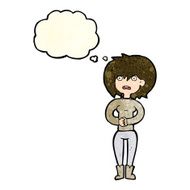 cartoon worried woman with thought bubble N31