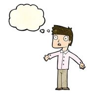 cartoon shocked man with thought bubble N43