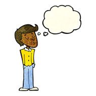 cartoon calm man with thought bubble N4