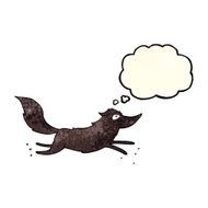 cartoon wolf running with thought bubble N2