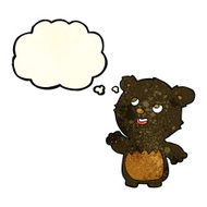 cartoon happy little teddy black bear with thought bubble N2