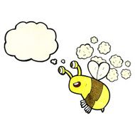 cartoon happy bee with thought bubble N8