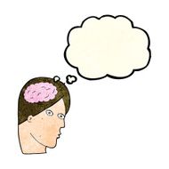 cartoon head with brain symbol thought bubble N16
