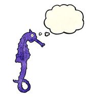 cartoon sea horse with thought bubble N8