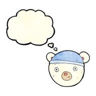 cartoon polar bear face with thought bubble N10