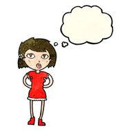 cartoon woman with thought bubble N12