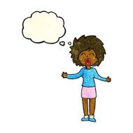 cartoon loud woman with thought bubble N4