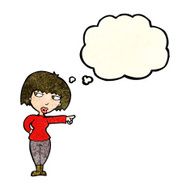 cartoon annoyed woman pointing with thought bubble N4