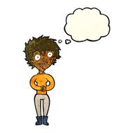 cartoon crazy excited woman with thought bubble N8