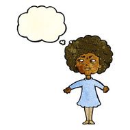 cartoon bitter old woman with thought bubble N8