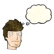 cartoon nervous man with thought bubble N55