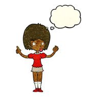 cartoon woman explaining her point with thought bubble N14