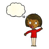 cartoon woman explaining her point with thought bubble N15
