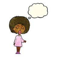 cartoon woman explaining her point with thought bubble N16