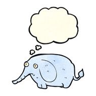 cartoon sad little elephant with thought bubble N4