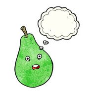cartoon pear with thought bubble N4