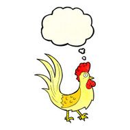 cartoon cockerel with thought bubble N11