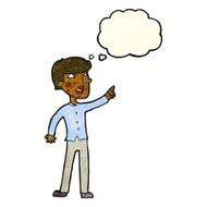cartoon man pointing with thought bubble N77