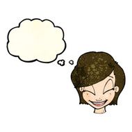 cartoon pretty female face with thought bubble N40