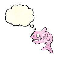 cartoon happy fish with thought bubble N9