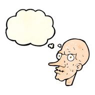 cartoon evil old man with thought bubble N8