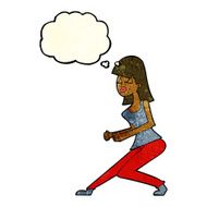 cartoon crazy dancing girl with thought bubble N4