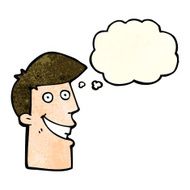 cartoon grinning man with thought bubble N33