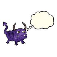 cartoon little demon with thought bubble N12