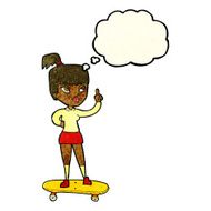 cartoon skater girl with thought bubble N4