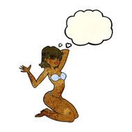 cartoon sexy bikini girl with thought bubble N4