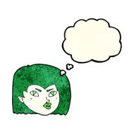 cartoon vampire face with thought bubble N14