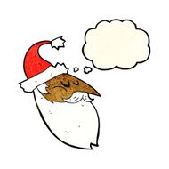 cartoon santa face with thought bubble N4