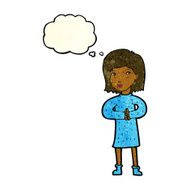 cartoon calm woman with thought bubble N4