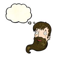 cartoon bearded man with thought bubble N18