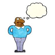 cartoon worried man with thought bubble N36