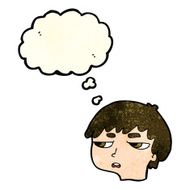 cartoon annoyed boy with thought bubble N16