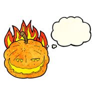 cartoon halloween pumpkin with thought bubble N8