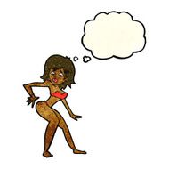 cartoon woman in bikini with thought bubble N24
