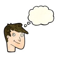 cartoon happy man with thought bubble N178