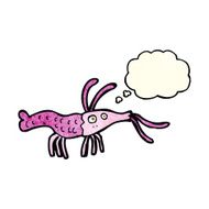 cartoon shrimp with thought bubble N14