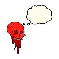 gross halloween skull cartoon with thought bubble N4