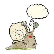 cartoon gross slug with thought bubble N5