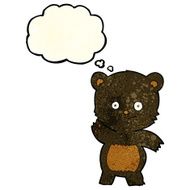 cartoon waving black bear with thought bubble N22