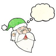 cartoon jolly santa claus face with thought bubble N4