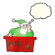 cartoon bored santa claus with thought bubble N4