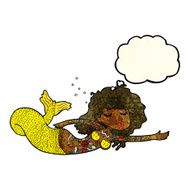 cartoon mermaid covered in tattoos with thought bubble N4